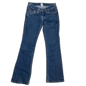 True Religion Bootcut Low Rise Jeans Metallic / Sparkle‎ Painted Pockets Size 27